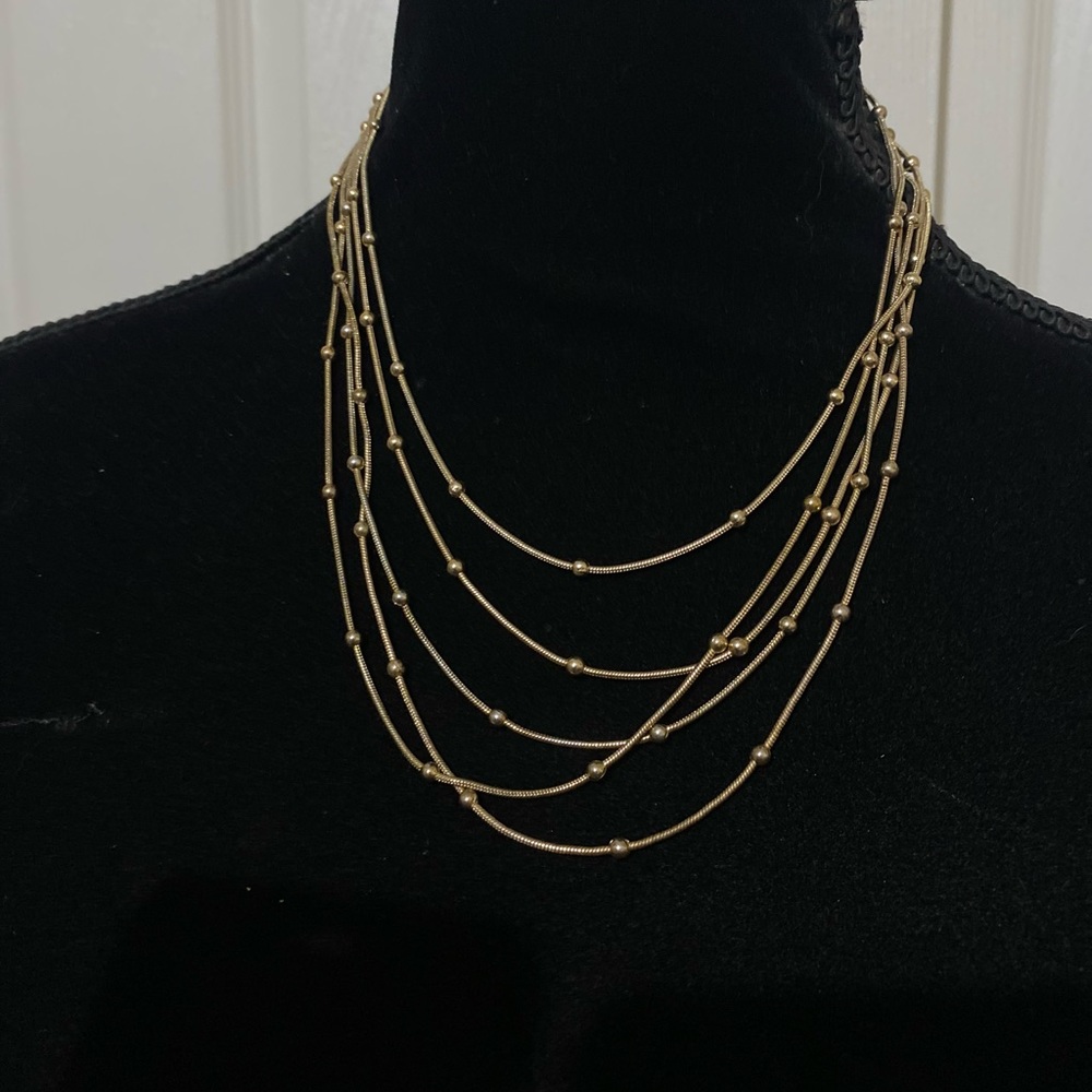Five Layer Gold Necklace. Statement Accent Piece. - image 3